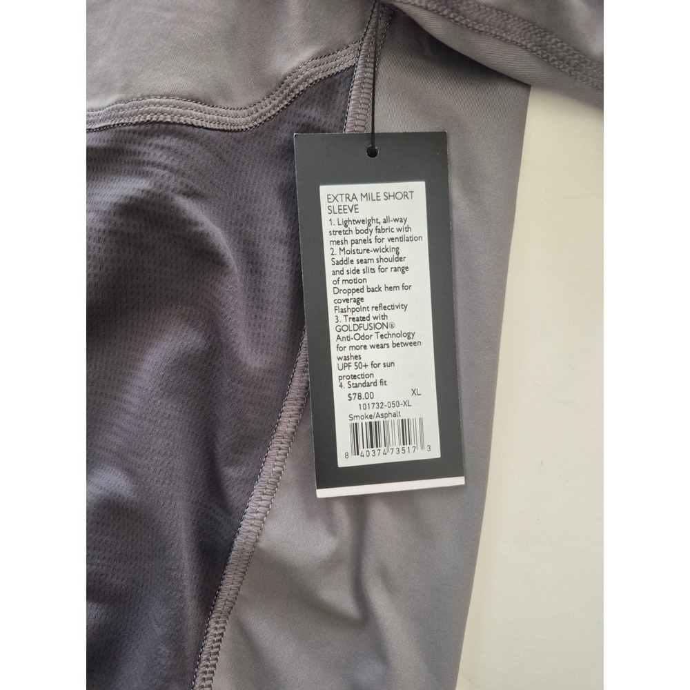 Rhone Extra Mile Short Sleeve Training Shirt Smoke Asphalt Gray Mens XL New - Picture 4 of 6